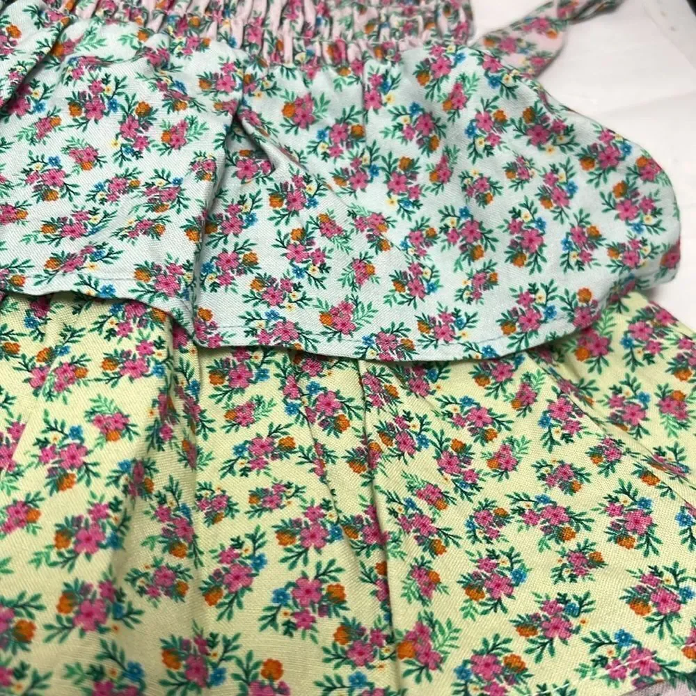 Andy and Evan floral Tiered smocked sundress Pink and Purple size 3T NWOT